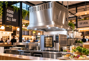 Venting a Ghost Kitchen or Food Hall Stall with a Hanging Ventless Exhaust Hood