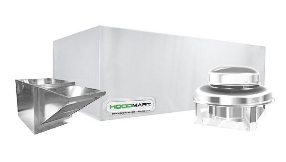 HOODMART TYPE 2 Heat and Fume Hood SYSTEM W/ MAKE-UP AIR 8' x 48" EXSS008BTYPE2-MUA-PKG SHOP HOODS, COMMERCIAL HOOD PACKAGES, Type 2 & Condensate Hoods, Heat Removal, Heat Removal Hood System W/Short Cycle Make-Up Air