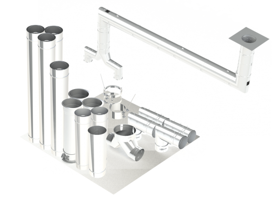 20"- Single Wall Kit,Two 14" Connections, Grease Duct, Two 90's, 30' Straight, Including No Weld Hood and Fan Connections Fan Connections SWNAKS-KIT17 SHOP HOODS, DUCTWORK, Single Wall Grease Duct Kits, Single Wall Kit - Straight w/ Pant Leg and 2 - 90's