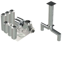 22"- Double Wall Kit, Zero Clearance, Two 16" Connections, Grease Duct, 10' Straight, Including No Weld Hood and Fan Connections