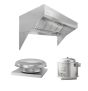 Hoodmart Low Ceiling Sloped Front Wall Canopy Hood Package W/Eco Makeup Air 20’ X 48” 2020L-DB SHOP HOODS, COMMERCIAL HOOD PACKAGES, Makeup-Air Hood Packages, Low Ceiling Sloped Front Short Cycle IPS