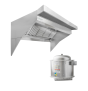 HoodMart Low Ceiling Sloped Front Tempered Exhaust Hood System - 19' x 48" EXH0019LB-PSP-TEMP SHOP, COMMERCIAL HOOD PACKAGES, Makeup-Air Hood Packages, Low Ceiling Sloped Front PSP, Tempered Air
