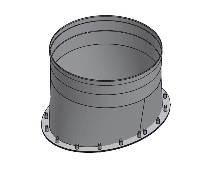 18" Diameter, Single Wall Grease Duct, No Weld Hood Adapter Oval - Start SWCK18-NWHO SHOP, DUCTWORK, Single Wall Grease Duct Accessories, Single Wall 18” Diameter