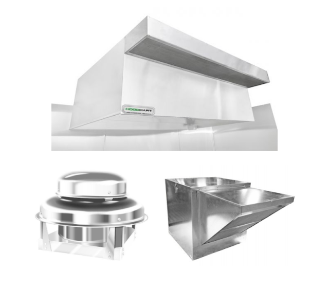 HOODMART TYPE 2 condensate Hood SYSTEM W/ PSP MAKE-UP AIR 4' x 48" EXSS004BCOND-PSP-PKG SHOP HOODS, COMMERCIAL HOOD PACKAGES, Type 2 & Condensate Hoods, Condensate Steam, Condensate Hood System W/ PSP Make-Up Air