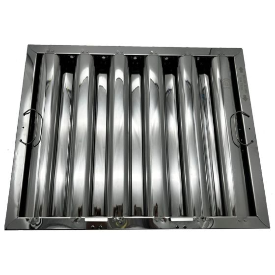Stainless Steel Commercial Hood Baffle Grease Filter, 16-inch x 25-inch x 2-inch W/CLIPS STAINLESS_16_25_2_GA SHOP HOODS, ACCESSORIES, Filters