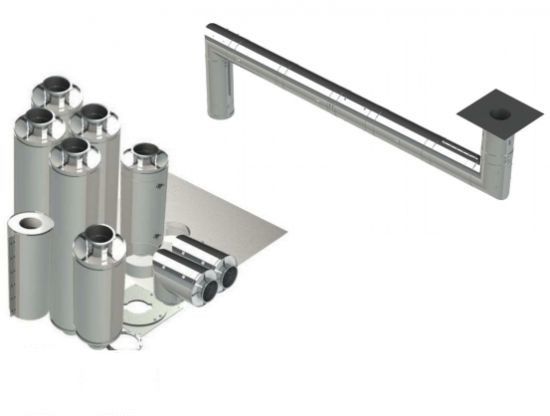 16" - Double Wall Kit, Reduced Clearance, Grease Duct, Two 90's, 30' Straight, Including No Weld Hood and Fan Connections DWNAKS-RC-KIT11 SHOP HOODS, DUCTWORK, Double Wall Reduced Clearance Grease Duct Kits, Double Wall Kit - Straight W 2 - 90'S