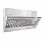 Restaurant Low Proximity Backshelf Hood System w/ BRP 8' x 23" EXSS008BSVBRP SHOP HOODS, COMMERCIAL HOOD PACKAGES, Makeup-Air Hood Packages, Backshelf with BRP