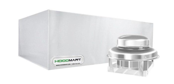 HoodMart Heat and Fume Hood Type 2 - 8' x 48" EXSS008BTYPE2D SHOP HOODS, COMMERCIAL HOOD PACKAGES, Pizza Hood Packages, Deck Oven