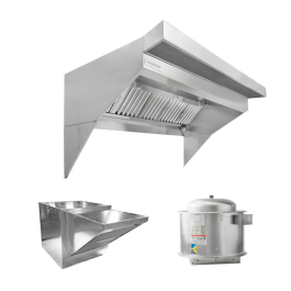 HoodMart Low Ceiling Sloped Front Restaurant Hood System w/PSP Makeup ...