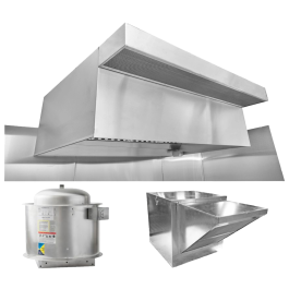 HoodMart Restaurant Hood System w/ PSP Makeup-Air 10'x48