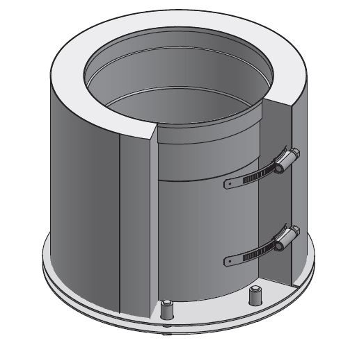 10" Diameter Grease Duct No Weld Hood Adapter - Start DWCK10-NWHA-RC SHOP, DUCTWORK, Double Wall Reduced Clearance Grease Duct Accessories, Double Wall 10” Diameter