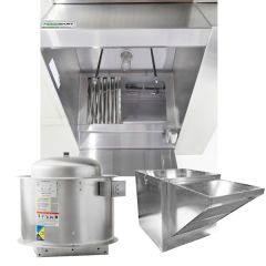 HoodMart Restaurant Hood System w/(BRP) Back Return Plenum Makeup-Air 15'x48"