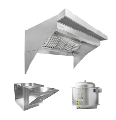 HoodMart Low Ceiling Sloped Front Restaurant Hood System w/PSP Makeup Air 5’ x 48”