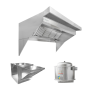 HoodMart Low Ceiling Sloped Front Restaurant Hood System w/PSP Makeup Air 16’ x 48” EXH0016LB-PSP SHOP HOODS, COMMERCIAL HOOD PACKAGES, Makeup-Air Hood Packages, Low Ceiling Sloped Front PSP, Untempered Air