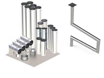 14" - Single Wall Kit, Grease Duct, Four 90's, 50' Straight, Including No Weld Hood and Fan Connections SWNAKS-KIT09 SHOP HOODS, DUCTWORK, Single Wall Grease Duct Kits, Single Wall Kit - Straight w/ 4 - 90's