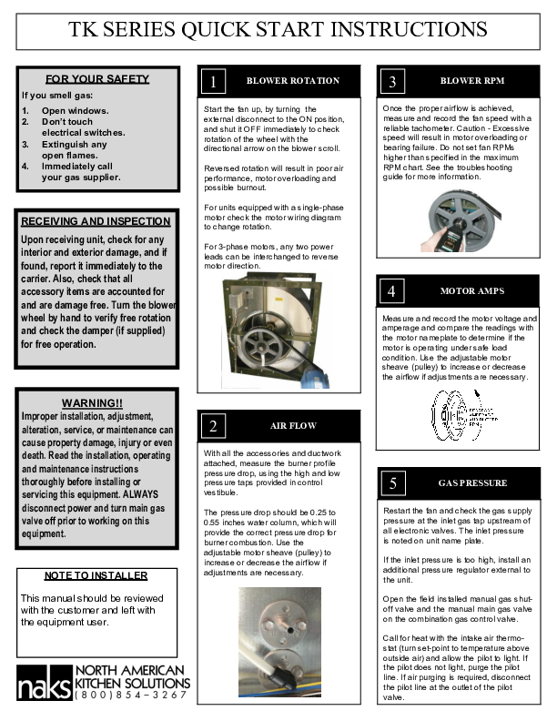 TK Series Quick Start Instructions Guide