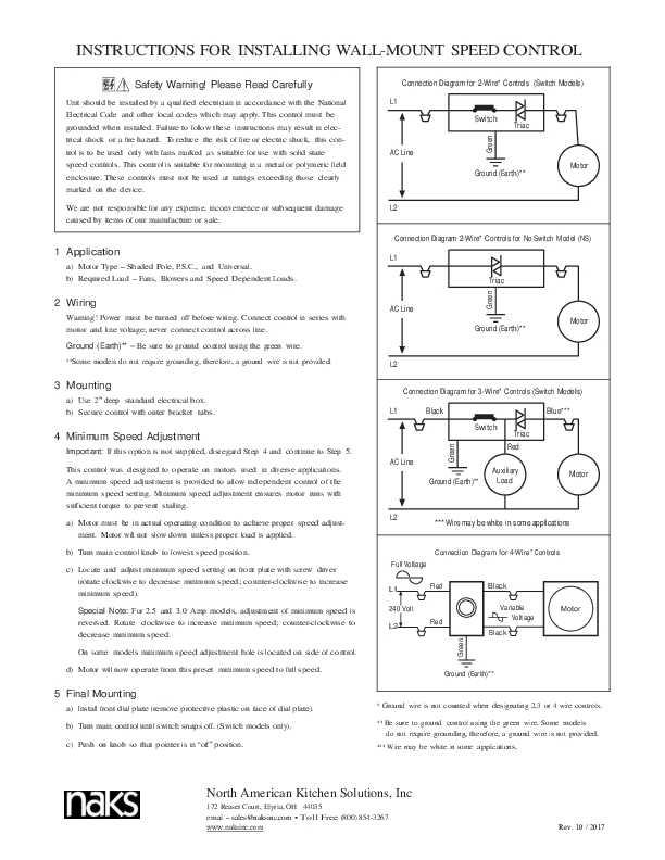 Variable Speed Control Exhaust Fans 6 AMP