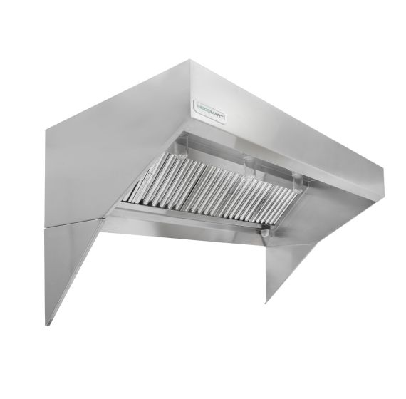 HoodMart Low Ceiling Sloped Front Tempered Exhaust Hood System - 6' x 48" EXH006LB-PSP-TEMP COMPRAR, CAMPANAS COMERCIALES, Paquetes de campanas de aire de suminstro, Low Ceiling Sloped Front PSP, Tempered Air