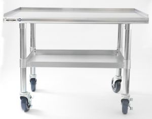 NAKS 36" x 27" 16 Gauge Stainless Steel Equipment Stand with Undershelf and Casters