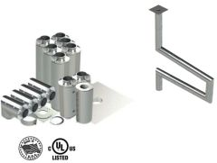 12" - Kit de Doble Pared, Espacio Reducido, Ducto de Grasa, Cuatro Codos de 90°, 50' Recto, Incluyendo Conexiones de Campana y Ventilador Sin Soldadura