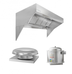 Hoodmart Paquete de Campana de Dosel de Pared de Frente Inclinado para Techo Bajo con Aire de Reposición Eco 10’ X 48”