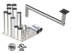 12" - Kit de Pared Simple, Ducto de Grasa, Dos Codos de 90°, 30' Recto, Incluyendo Conexiones de Campana y Ventilador Sin Soldadura