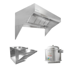 HoodMart Paquete de Campana de Dosel de Pared de Frente Inclinado para Techo Bajo con Aire de Reposición 11’ x 48”