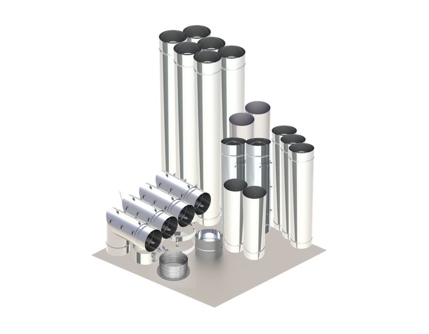 12" Single Wall, Grease Duct, Four 90's, 50' Straight, Including No