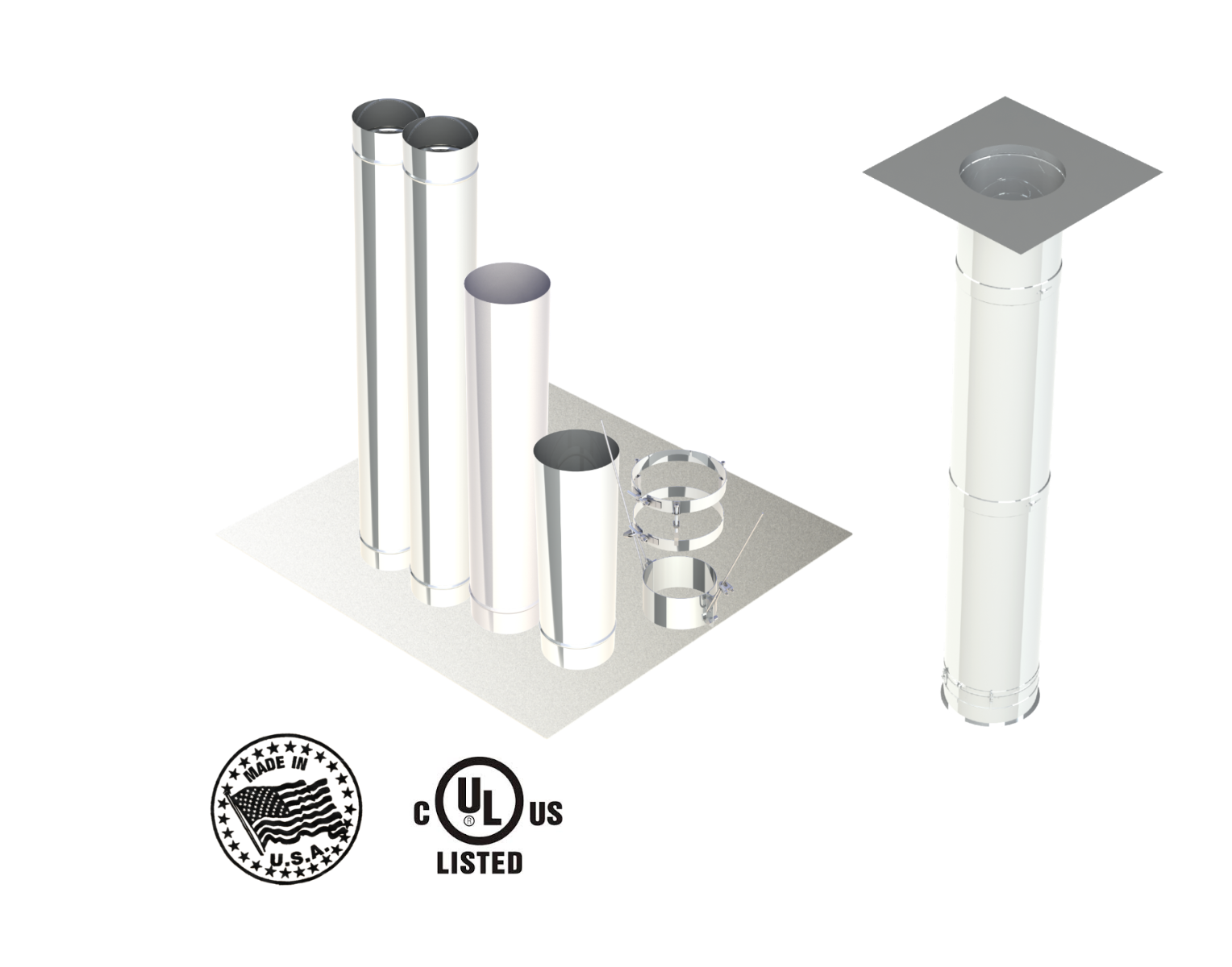 16" Single Wall, Grease Duct, 10' Straight, Including No Weld Hood and Fan Connections