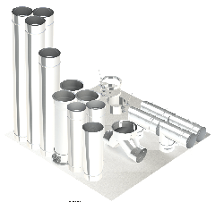 22"- Single Wall Kit,Two 16" Connections, Grease Duct, Two 90's, 30' Straight, Including No Weld Hood and Fan Connections Fan Connections