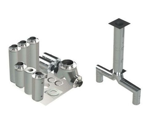 18"- Kit de Doble Pared, Espacio Reducido, Dos 12" Conexiones, Ducto de Grasa, 10' Recto, Incluyendo Conexiones de Campana y Ventilador Sin Soldadura DWNAKS-RC-KIT13 COMPRAR, DUCTOS, Double Wall Reduced Clearance Grease Duct Kits, DOUBLE WALL KIT - STRAIGHT W PANT LEG