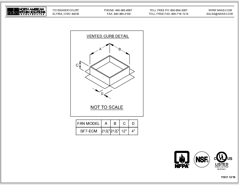 11931EN-SF7 ECM CURB Spec Sheet