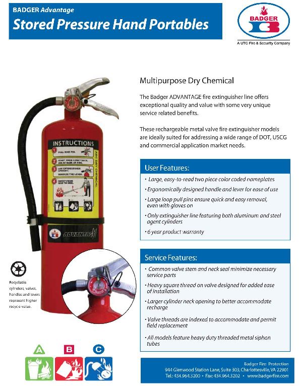 Badger Advantage ABC Dry Chem Datasheet