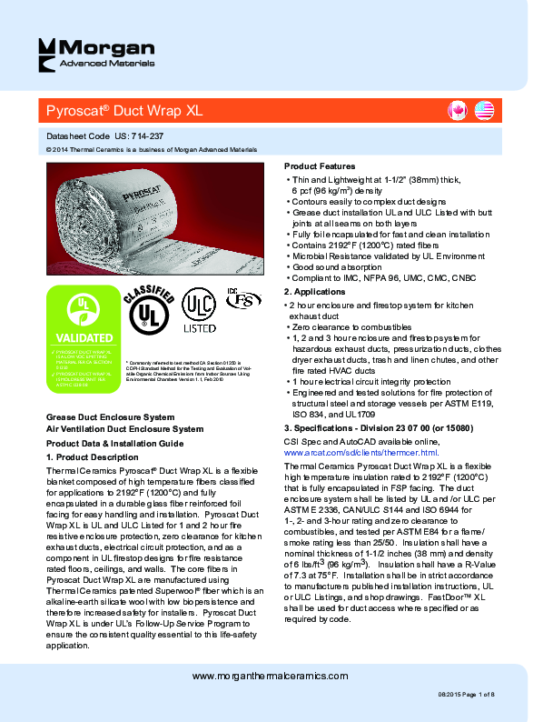 Pyroscat DuctWrap XL Data Sheet