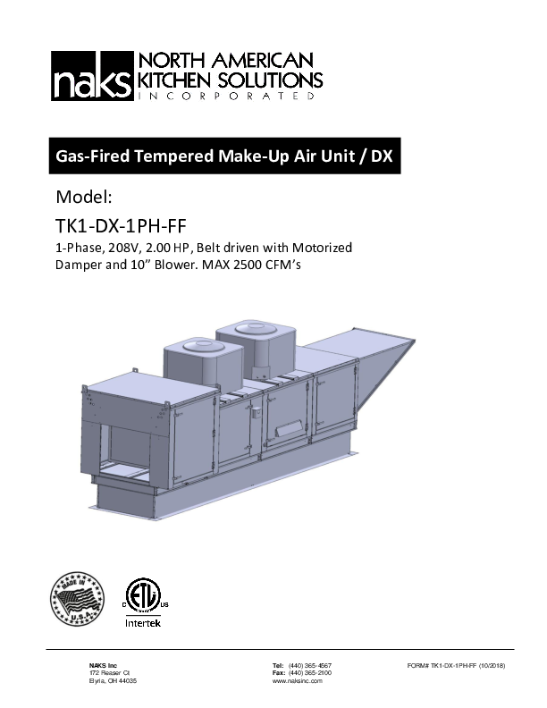 TK1-DX-208V, 2HP, 1PH